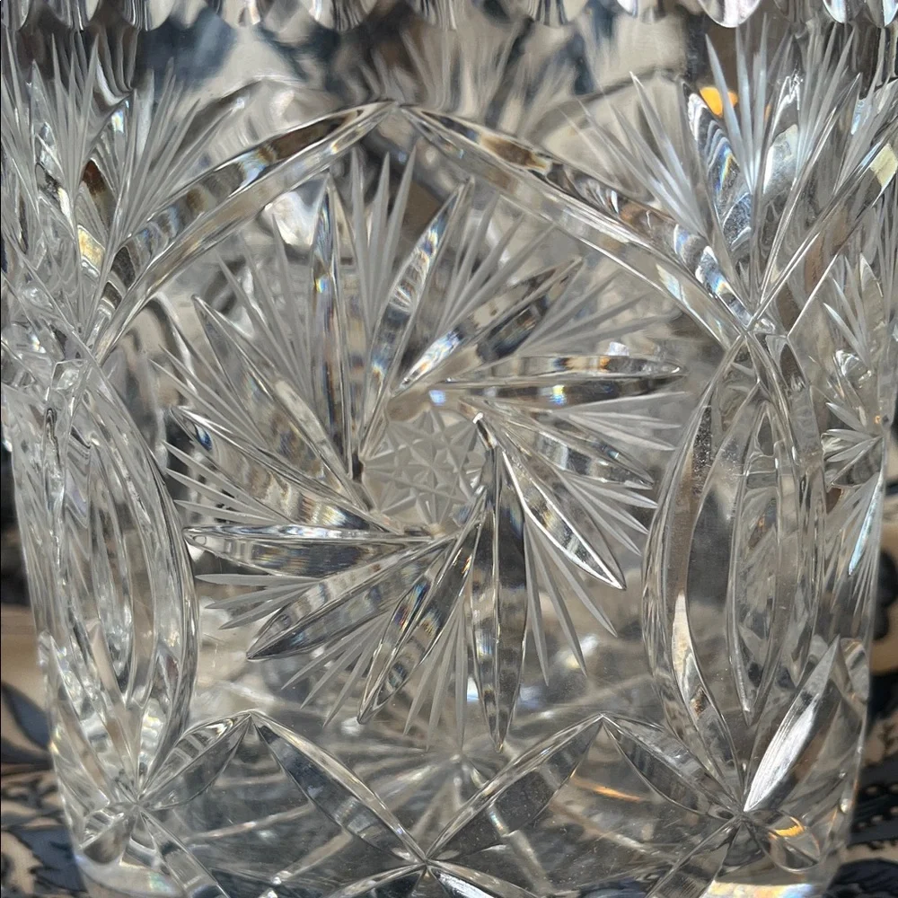 Cut Crystal Ice Bucket or Vase or Kitchen Utensil Holder - Clear Leaded Glass